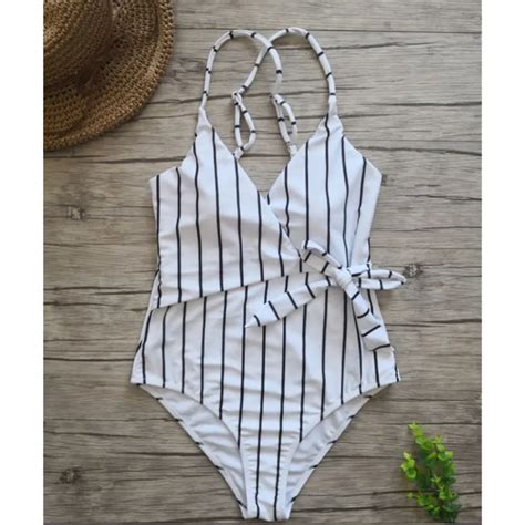 Sexy One Pieces Swimwear Female Striped Bikini Push Up Padded