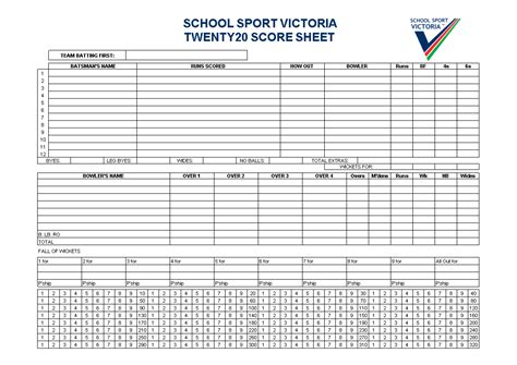 Cricket Score Sheet Printable Ntpola