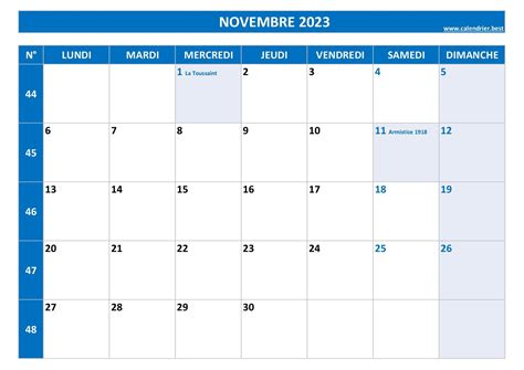 Calendrier Novembre Consulter Ou Imprimer Calendrier Best