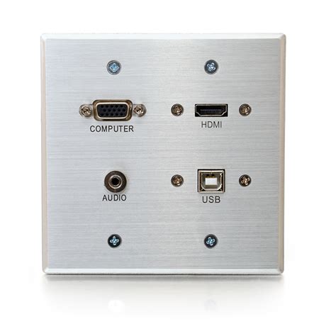 Hdmi Vga 35mm And Usb Pass Through Double Gang Wall Plate Aluminum