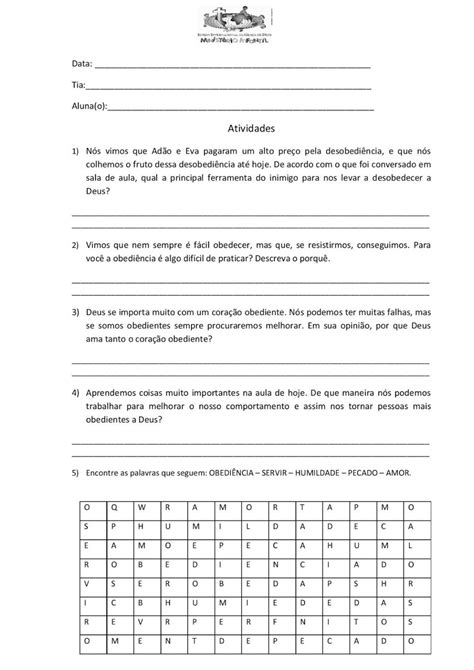 Atividades Sobre Obedi Ncia Ideias Divertidas E Did Ticas Pdf