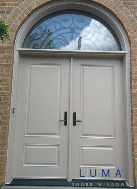 Fiberglass Double Door With Arched Transom ☑️ Shop Entry Doors