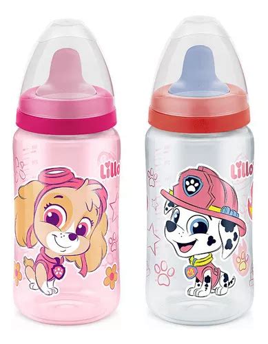 Kit 2 Copos Infantil Criança Bico Macio Patrulha Canina Cor Rosa