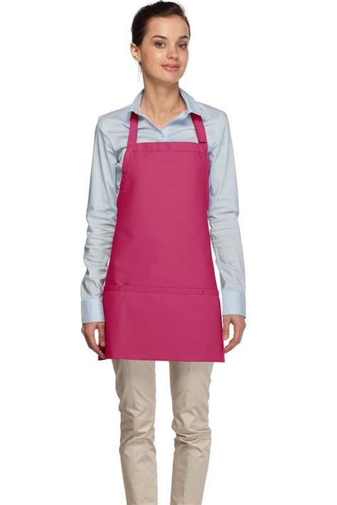 Hot Pink Deluxe Bib Adjustable Apron 3 Pockets Apronwarehouse