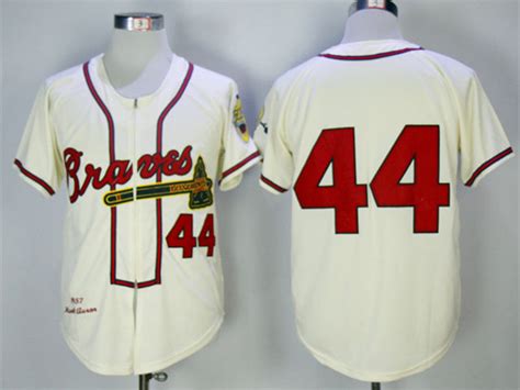 Atlanta Braves #44 Hank Aaron 1957 Cream Throwback Jersey|AB44TC2 ...