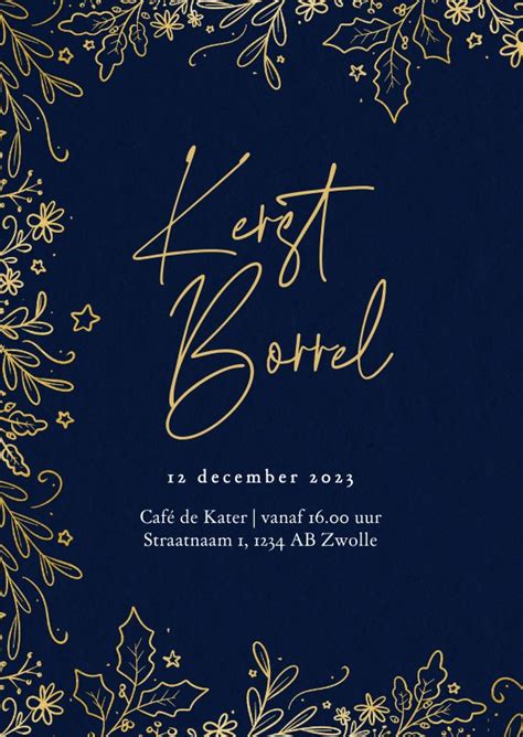 Sierlijke Uitnodiging Bedrijfs Kerstborrel Met Kaartje Go