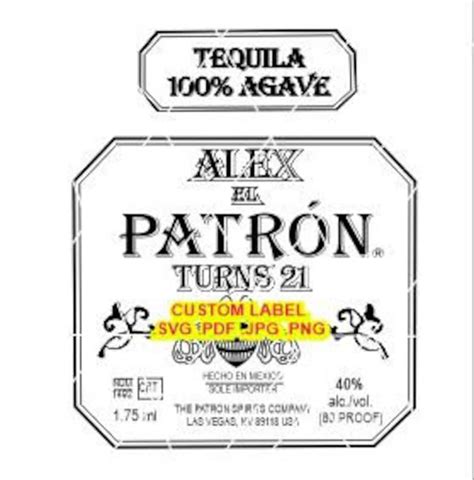 PATRON tequila label customizable is delivered in jpg SVG | Etsy