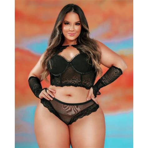 Lingerie Plus Size Luxo Premium Sexy Cropped De Renda Sexy E Sensual