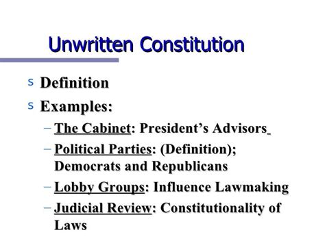 Unwritten Constitution Printer Friendly