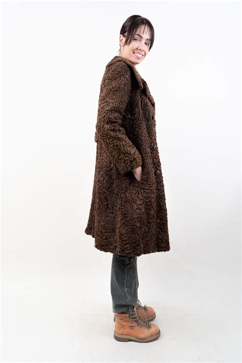 Vintage Brown Broadtail Lamb Fur Persian Coat Size S 80s 90s Etsy