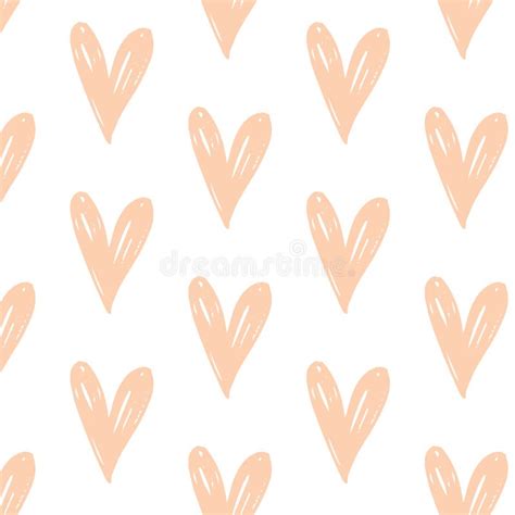 Vector Seamless Pattern With Hand Drawn Soft Pink Hearts Stock