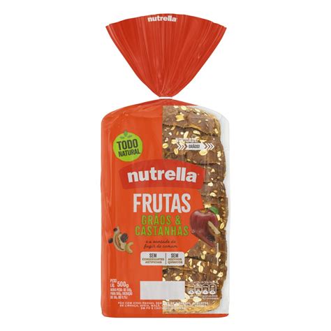 Pão Frutas Grãos Castanhas Nutrella Pacote 500g Trimais