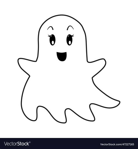 Halloween ghost outline isolated Royalty Free Vector Image