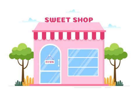 Premium Sweet Shop Illustration pack from Buildings Illustrations