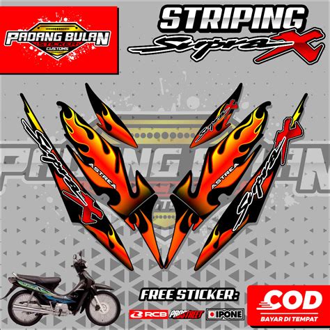 Jual Striping Variasi Supra X Lama Old Sticker List Honda Supra