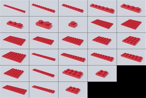 D Model Lego Brick Collection Flat Bricks Vr Ar Low Poly Cgtrader