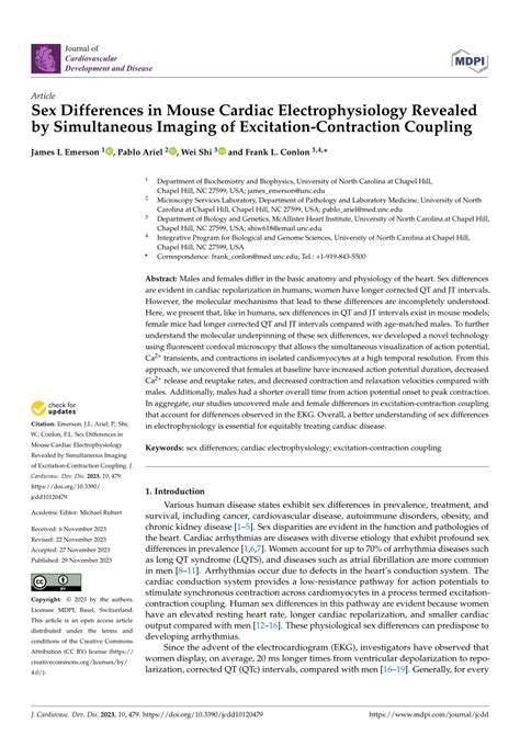 Pdf Sex Differences In Mouse Cardiac Electrophysiology Revealed By