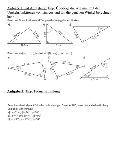 Sinus Kosinus Tangens Schule Mathematik