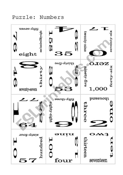 Puzzle Numbers ESL Worksheet By Mulle