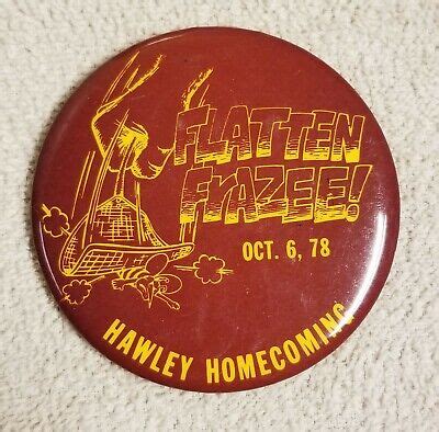 HAWLEY HOMECOMING Minnesota High School Nuggets 1978 PIN BUTTON Flatten ...