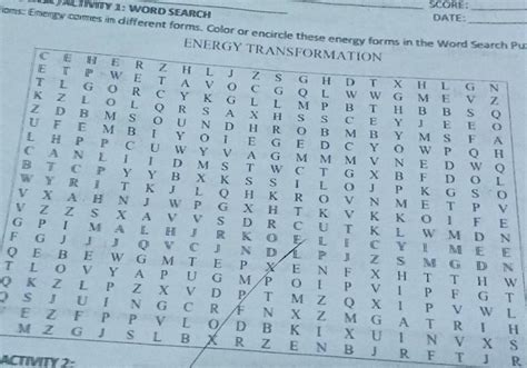 Learning Taskactivity 1 Word Search Puzzle Directions Energy Comes