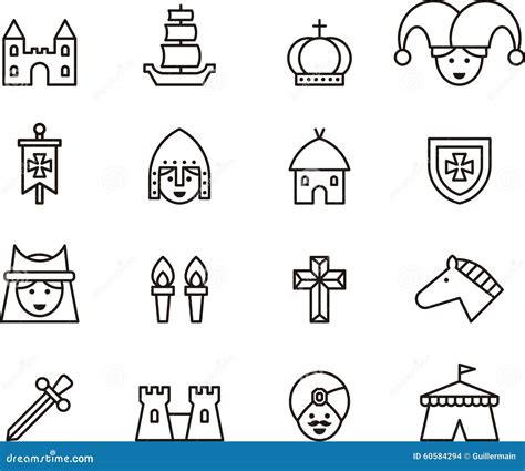 Outline Set Of Medieval Icons Stock Photo - Image: 60584294