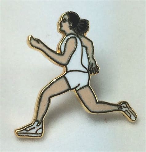 Athletics Female Runner Athlete Quality Enamel Lapel Pin Badge Ebay