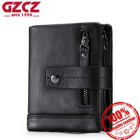 Gzcz Men Wallet Genuine Leather Coin Purse Male Coin Purse Man Vintage