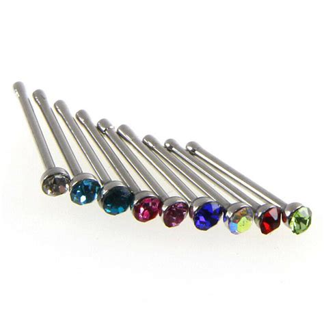 X Crystal Rhinestone Nose Ring Bone Stud Stainless Steel Bodypiercing