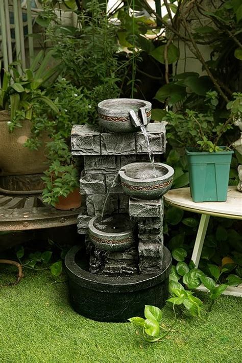 Amazon Warm Garden Water Tiered Bowls Floor Stacked Stone