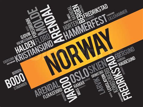 List of cities and towns in Norway | Stock vector | Colourbox