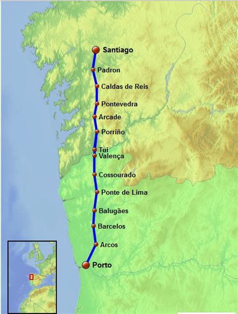 Portuguese Camino Map Walking And Hiking Holidays Portugal Green Walks