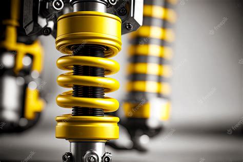 Premium Photo Mechanical Details Yellow Car Shock Absorber On Grey