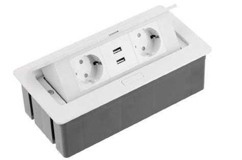 Блок розеток выдвижной горизонт S, 2 розетки EURO, 2USBх2.1А, 250В, max ...