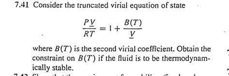 Solved Consider the truncated virial equation of state, | Chegg.com