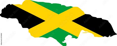 Jamaica Map Flag. Jamaican Border Boundary Country Shape Nation ...