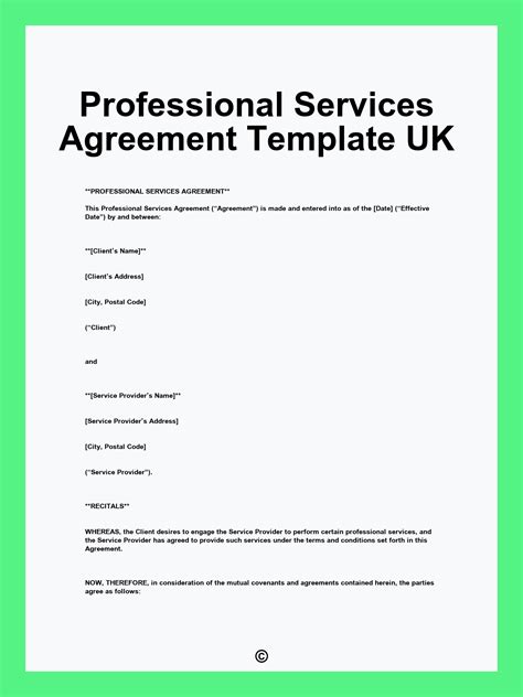 Professional Services Agreement Template UK