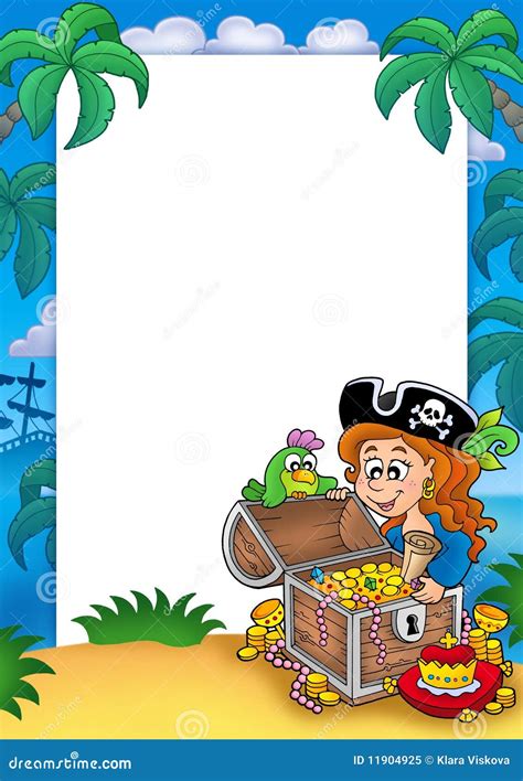 Cap Tulo Con La Muchacha Y El Tesoro Del Pirata Stock De Ilustraci N