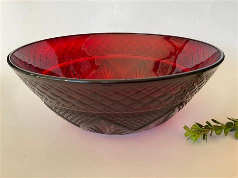 Antique Ruby By Cristal Darques Durand Salad Bowl Etsy