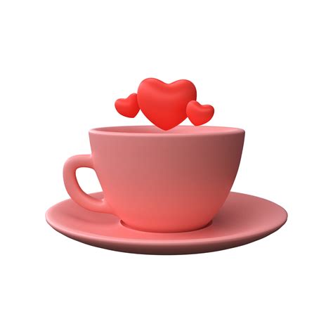 3d Cute Pink Coffee Mug With Heart 22936198 Png