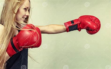 Girl In Red Gloves Playing Sports Boxing Stock Image Image Of