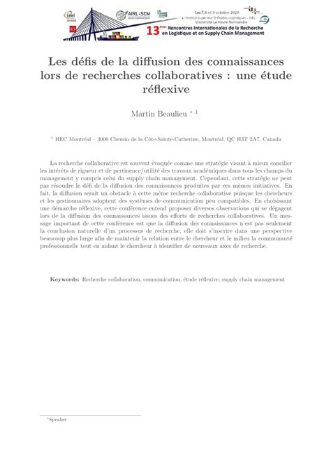 PDF Les défis de la diffusion des connaissances lors de recherches