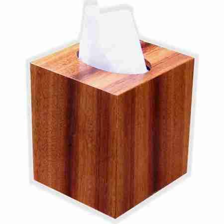 Tissue Box Cover American Cherry Wood Veneer Cube Square Size Holder