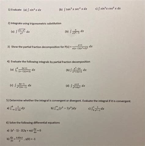 Solved 1 Evaluate A ſ Sin X Dx B Stan” X Sec X Dx C