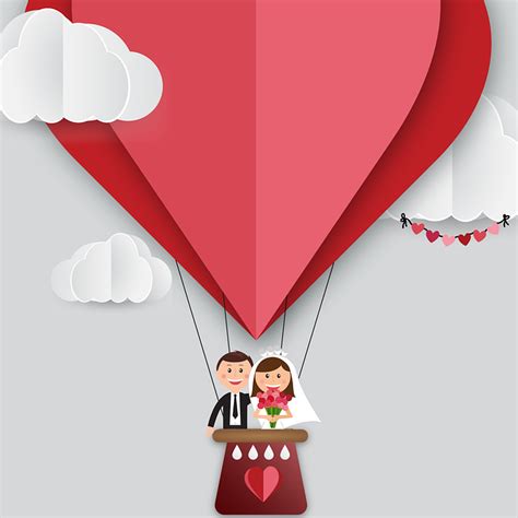 Download Lovers Hot Air Balloon Wedding Royalty Free Stock