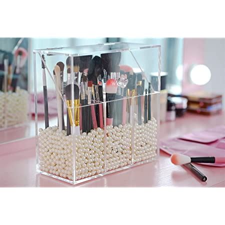 Boîte de rangement transparente pour maquillage avec 3 compartiments à