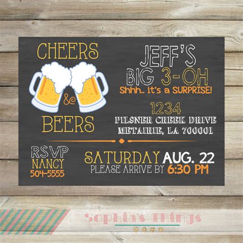 Beers And Cheers Adult Birthday Party Printable Invitation