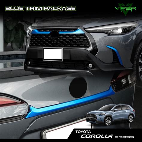 Toyota Corolla Cross 3 In 1 BLUE Trim Package Front Grille Fog Lamp