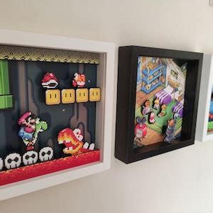 Super Mario World Shadowbox Con Mario Y Yosh Gamer Gift Para Amigo