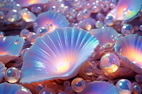 Holographic Seashells And Pearls Graphic By Forhadx5 · Creative Fabrica